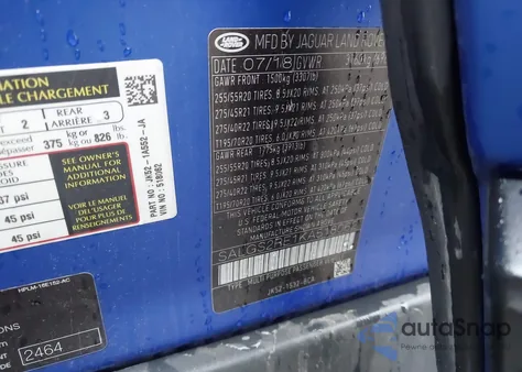 2019 Land Rover Range Rover 5.0L V8 Supercharged из США, поврежденный, VIN SALGS2RE1KA518062